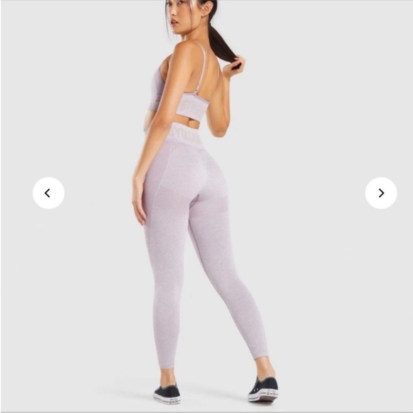 Gymshark Flex High Waisted Leggings - Mallow Purple Marl / Pebble Grey Size S - Picture 6 of 8